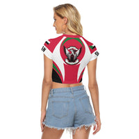 Wonder Print Shop Clothing - Sudan Action Flag Women's Raglan Cropped T shirt RLT7 - Wonder Print Shop