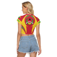 Wonder Print Shop Clothing - Guinea Bissau Action Flag Women's Raglan Cropped T shirt RLT7 - Wonder Print Shop