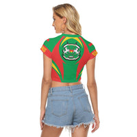 Wonder Print Shop Clothing - Burkina Faso Action Flag Women's Raglan Cropped T shirt RLT7 - Wonder Print Shop