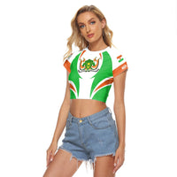 Wonder Print Shop Clothing - Niger Action Flag Women's Raglan Cropped T shirt RLT7 - Wonder Print Shop