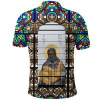 Saint Benedict of the African On Stained Glass Polo Shirt RLT13 - Wonder Print Shop
