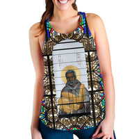 Saint Benedict of the African On Stained Glass Women Racerback Tank RLT13 - Wonder Print Shop
