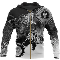 Viking Skoll and Hati New Style Zip Hoodie RLT13 - Wonder Print Shop