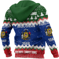 Flag Of Wisconsin Hoodie Merry Christmas - Wonder Print Shop