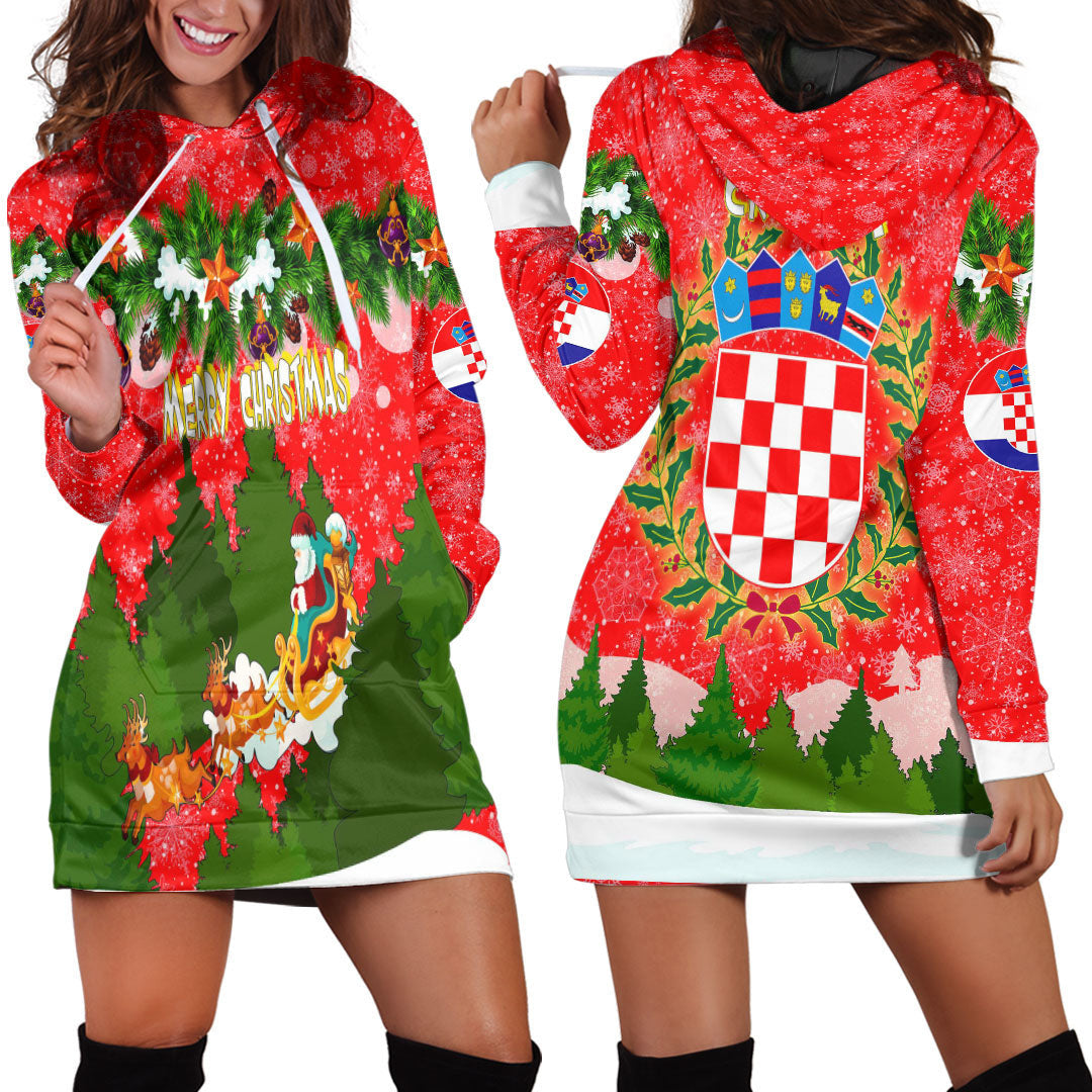 croatia-red-xmas-hoodie-dress