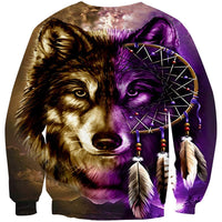 Purple Wolf Dreamcatcher Native American 3D Sweatshirt LT10 - Wonder Print Shop