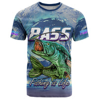 Fishing T Shirt Bass Fishing is Life Hook Sport Largemouth Blue - Wonder Print Shop