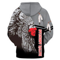 Black and Red Chief Native American 3D Hoodie LT10 - Wonder Print Shop