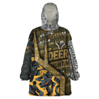 Deer Hunting Grunge Pattern Wearable Blanket Hoodie - Wonder Print Shop