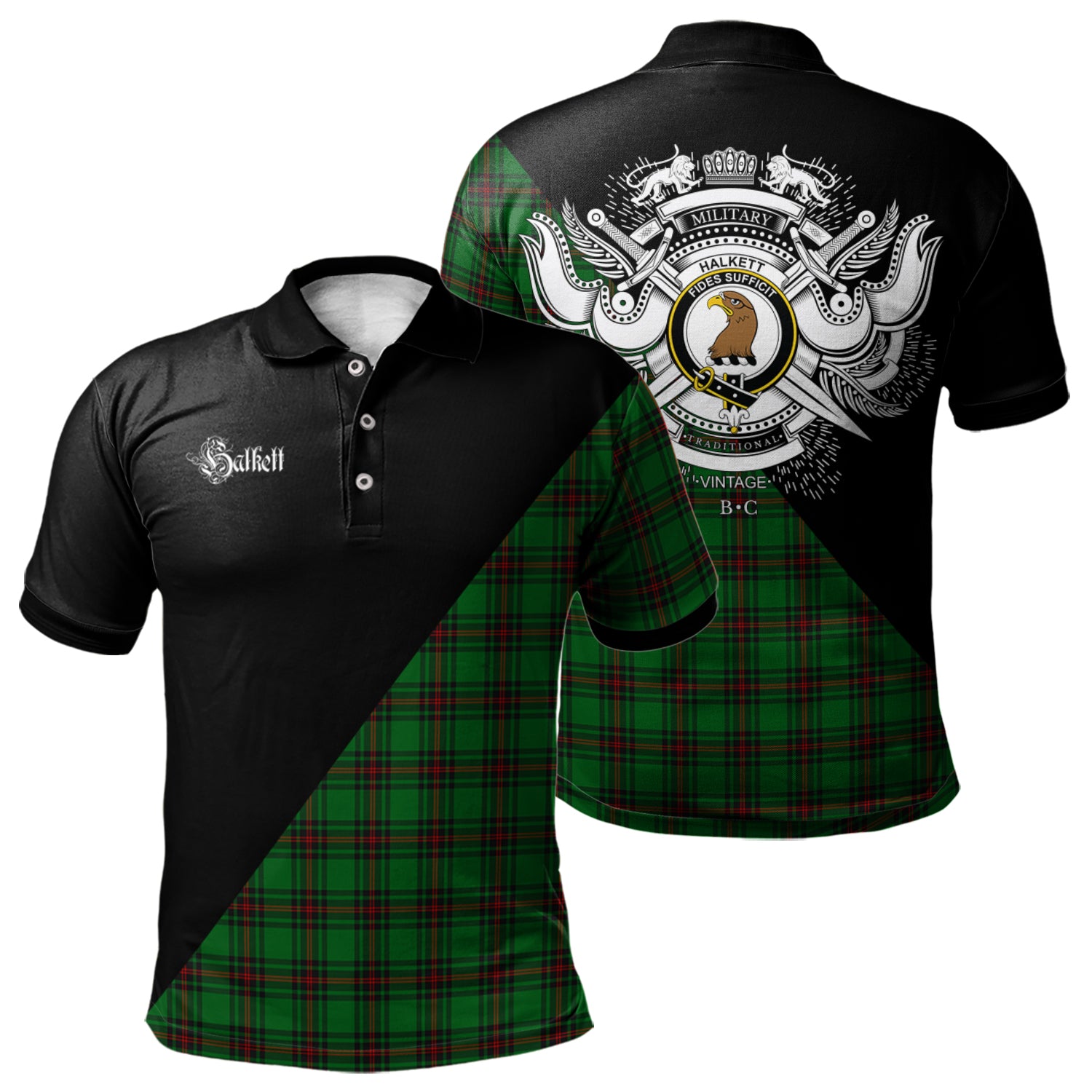 scottish-halkett-clan-crest-military-logo-tartan-polo-shirt