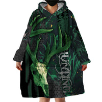 Deer Hunting Green Grunge Pattern Wearable Blanket Hoodie - Wonder Print Shop