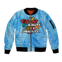 Autism Acceptance Month - A Different Ability Not A Disability Sleeve Zip Bomber Jacket TS07 - Wonder Print Shop