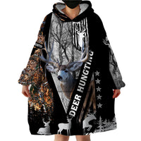 Deer Hunting Deciduous Forest Pattern Wearable Blanket Hoodie - Wonder Print Shop