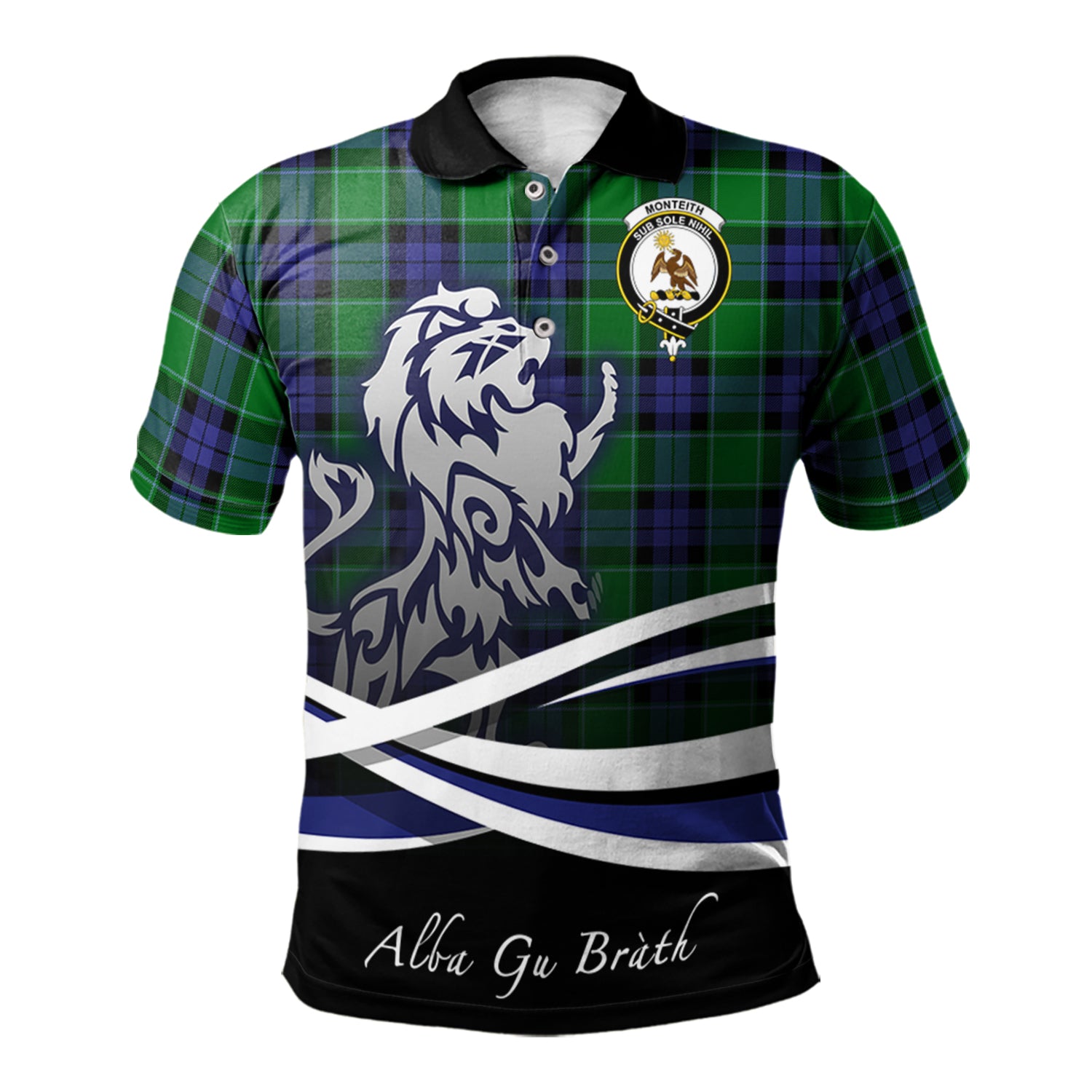scottish-monteith-clan-crest-scotland-lion-tartan-polo-shirt