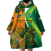 (Custom Personalised) Ireland and Australia Rugby Sevens Irish Sevens Mix Aussie Sevens Wearable Blanket Hoodie - Wonder Print Shop