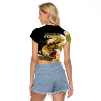 Largemouth Bass Fishing Yellow Raglan Cropped T Shirt - Wonder Print Shop