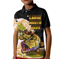 Largemouth Bass Fishing Polo Shirt Yellow for Kid - Wonder Print Shop