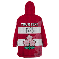 (Custom Text And Number) Japan Rugby 7s Japanese Cherry Blossom Wearable Blanket Hoodie - Wonder Print Shop