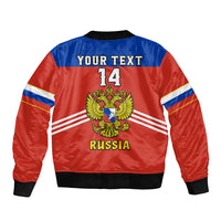 (Custom Text And Number) Russia Hockey 2023 Red Sporty Style Sleeve Zip Bomber Jacket - Wonder Print Shop