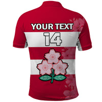 (Custom Text And Number) Japan Rugby 7s Japanese Cherry Blossom Polo Shirt - Wonder Print Shop