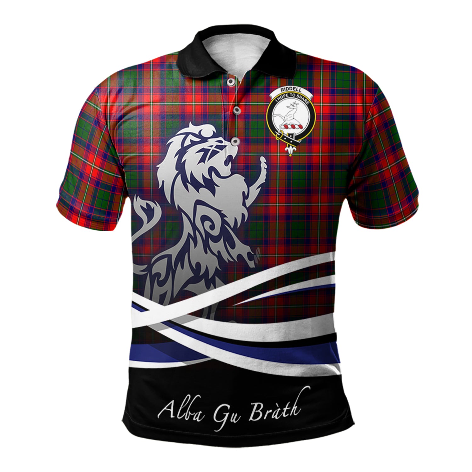 scottish-riddell-clan-crest-scotland-lion-tartan-polo-shirt