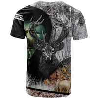 Deer Hunting A Mystical Deer With Large Antler Within A Forest Winter Forest Pattern T Shirt - Wonder Print Shop
