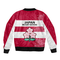 Japan Rugby 7s Japanese Cherry Blossom Sleeve Zip Bomber Jacket - Wonder Print Shop