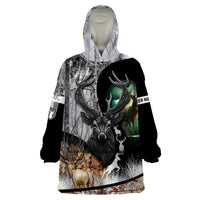 Deer Hunting - A Mystical Deer With Large Antler Within A Forest Winter Forest Pattern Wearable Blanket Hoodie - Wonder Print Shop