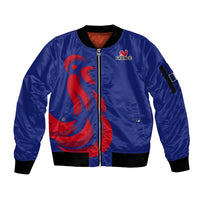 (Custom Personalised) France Rugby 7s 2023 Les Bleus Roosters Sleeve Zip Bomber Jacket - Wonder Print Shop