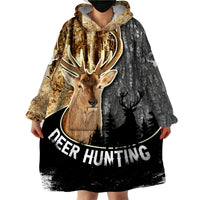Deer Hunting Old Tree Bark Texture And Dry Broadleaf Forest Abstract Pattern Wearable Blanket Hoodie - Wonder Print Shop