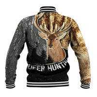 Deer Hunting Old Tree Bark Texture And Dry Broadleaf Forest Abstract Pattern Baseball Jacket - Wonder Print Shop