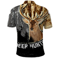 Deer Hunting Old Tree Bark Texture And Dry Broadleaf Forest Abstract Pattern Polo Shirt - Wonder Print Shop