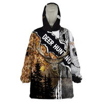 Deer Hunting Dry Broadleaf Forest Grunge Pattern Wearable Blanket Hoodie - Wonder Print Shop