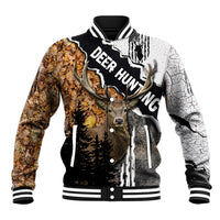 Deer Hunting Dry Broadleaf Forest Grunge Pattern Baseball Jacket - Wonder Print Shop