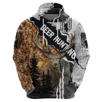 Deer Hunting Dry Broadleaf Forest Grunge Pattern Hoodie - Wonder Print Shop