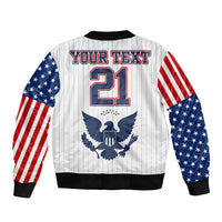 (Custom Personalised) United States 2023 Baseball Classic Uniform USA Flag Sleeve Zip Bomber Jacket - Wonder Print Shop