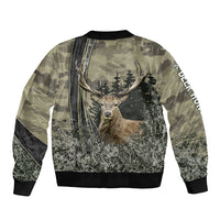 Deer Hunting Camouflaged Modern Abstract Sleeve Zip Bomber Jacket - Wonder Print Shop