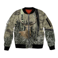 Deer Hunting Camouflaged Modern Abstract Sleeve Zip Bomber Jacket - Wonder Print Shop