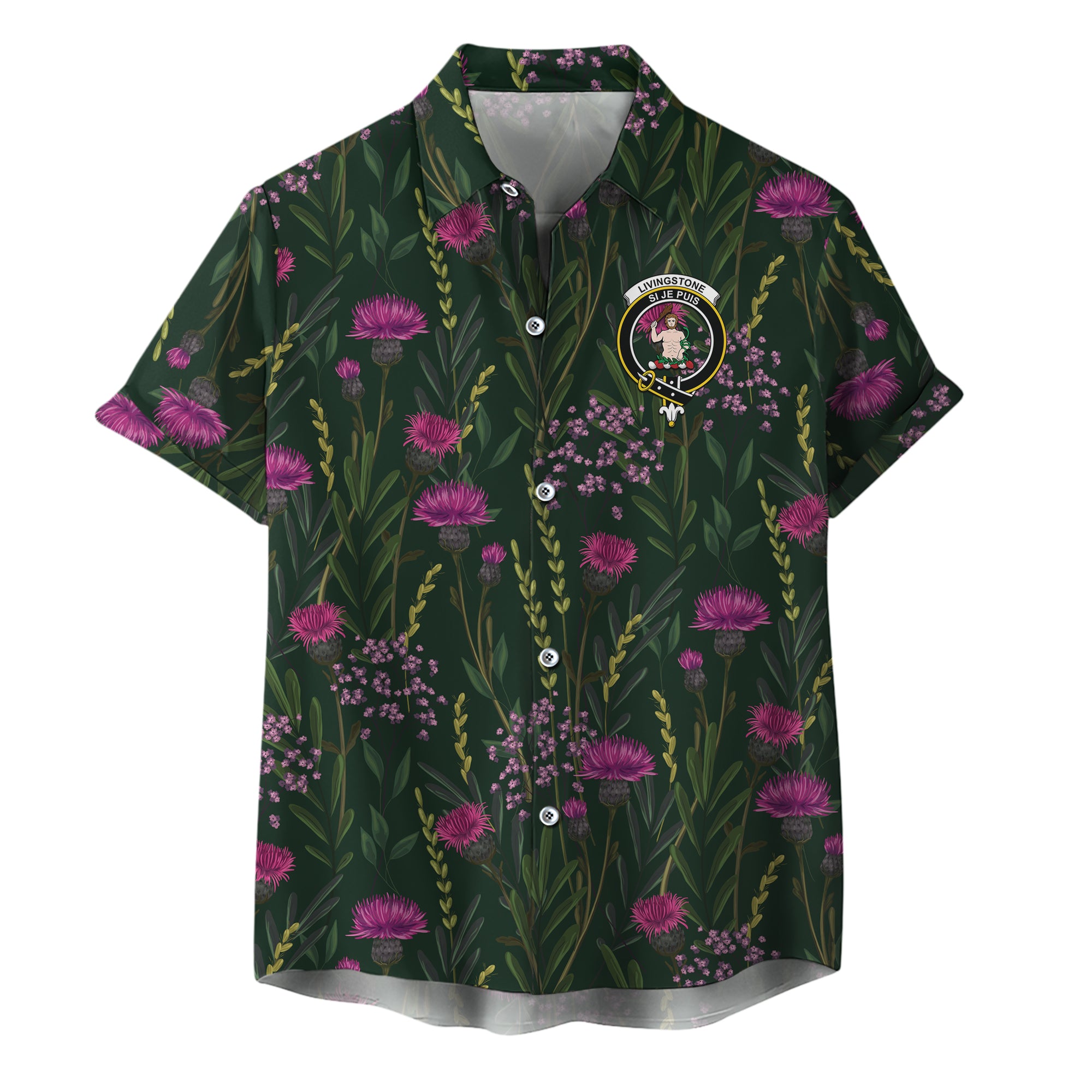 scottish-livingston-clan-crest-thistle-hawaiian-shirt