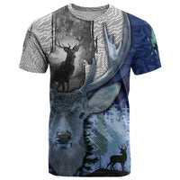 Deer Hunting Stag In The Night Abstract Pattern T Shirt - Wonder Print Shop