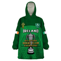 (Custom Text And Number) Ireland Rugby 2023 Champions Six Nations Irish Proud Wearable Blanket Hoodie - Wonder Print Shop