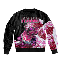 Largemouth Bass Fishing Red Sleeve Zip Bomber Jacket - Wonder Print Shop