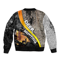 Deer Hunting Old Tree Bark Texture Gray Abstract Pattern Sleeve Zip Bomber Jacket - Wonder Print Shop