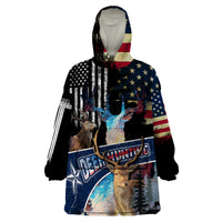 Deer Hunting American Flag Tie Dye Forest Painting Pattern Wearable Blanket Hoodie - Wonder Print Shop