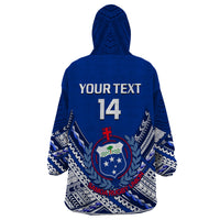(Custom Text And Number) Samoan Rugby Manu Samoa 7s Polynesian Pattern Wearable Blanket Hoodie - Wonder Print Shop