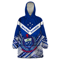 (Custom Text And Number) Samoan Rugby Manu Samoa 7s Polynesian Pattern Wearable Blanket Hoodie - Wonder Print Shop