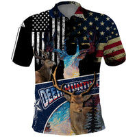 Deer Hunting American Flag Tie Dye Forest Painting Pattern Polo Shirt - Wonder Print Shop