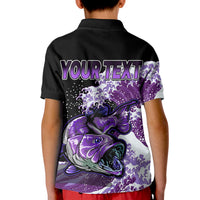 Custom Bass Fishing Purple Polo Shirt for Kid - Wonder Print Shop