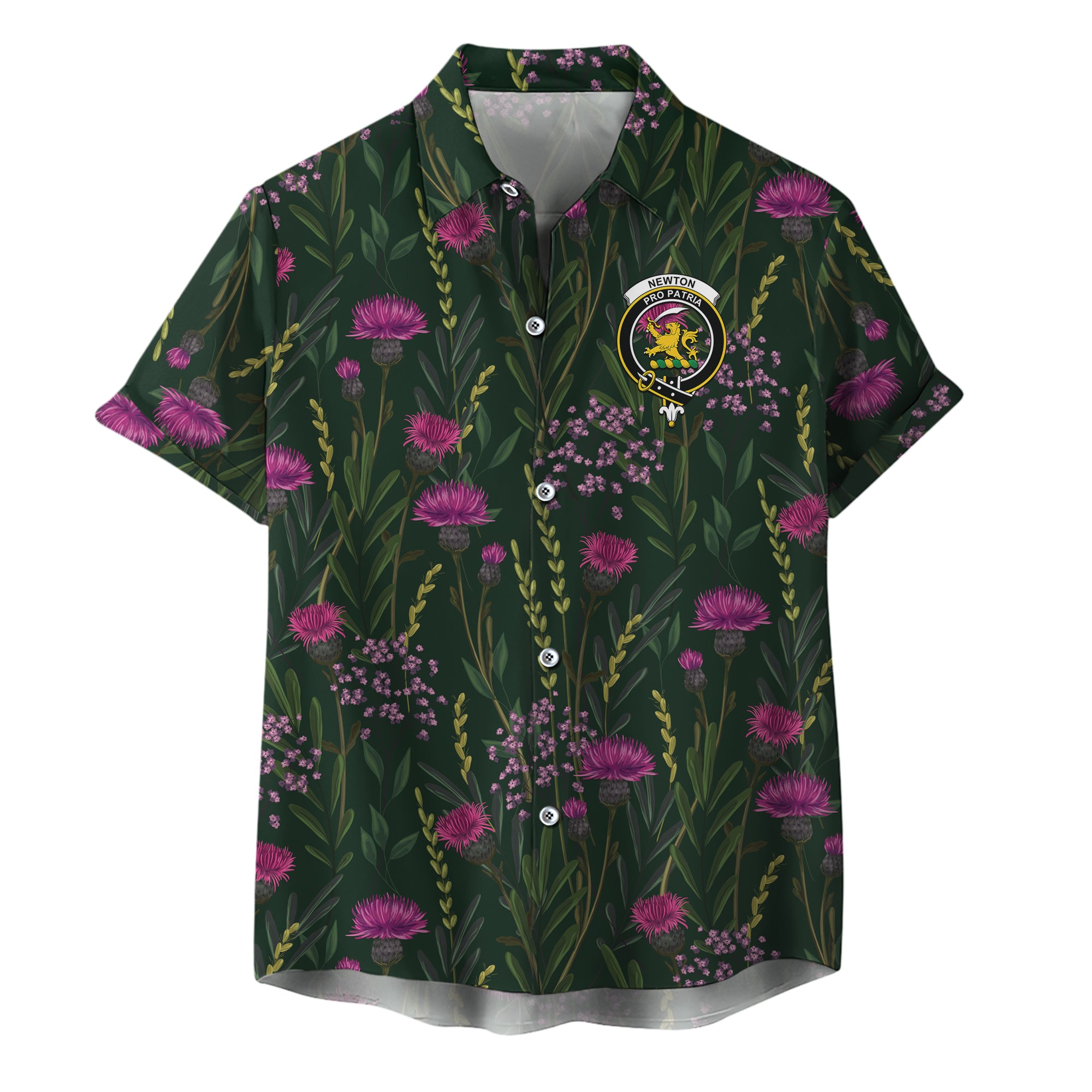 scottish-newton-clan-crest-thistle-hawaiian-shirt