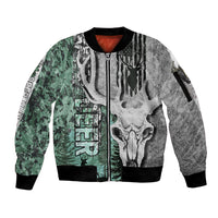 Deer Hunting Abstract Dark Forest Pattern Sleeve Zip Bomber Jacket - Wonder Print Shop